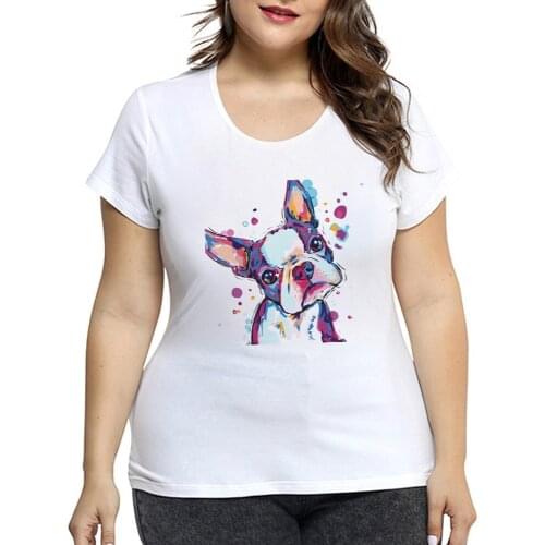 Women T Shirt Summer Short Sleeve cartoon dog Ladies Tee Tops White O-neck Plus Size Female Graphic Harajuku female T-shirts
