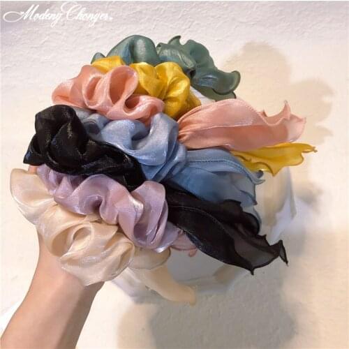 Fashion Bow Streamers Hair Scrunchies Elastic Hair Band Satin Ribbon Ponytail Scarf Hairtie Hair Ring For Woman Hair Accessories