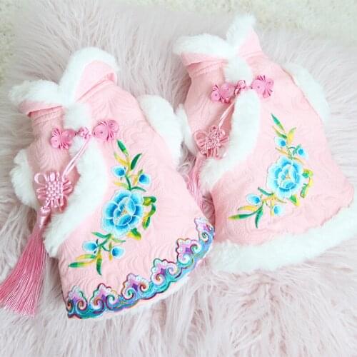 Dog Winter Clothes Warm Dog Coat Puppy Costume Floral Chinese New Year Pets Clothing for Small Dogs Costume Yorkshire Ropa Perro