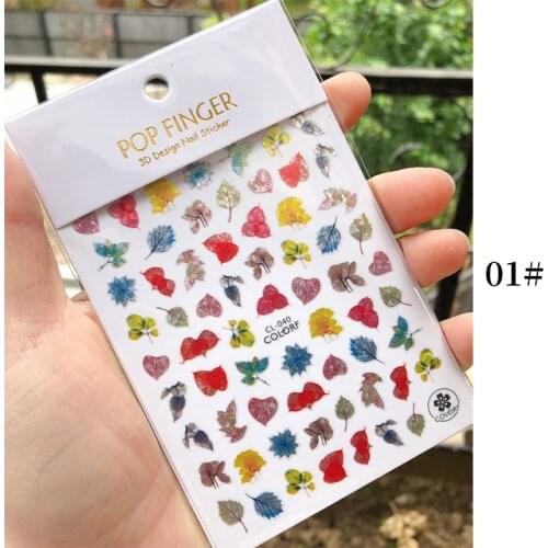 1pcs Maple Leaves Nail Stickers 3D Yellow Gold Fall DIY Sliders Nail Art Decoration Autumn Adhesive Manicure Decals Accessories