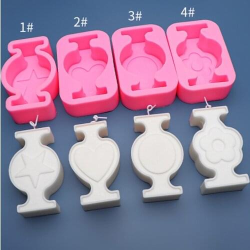 1PC Geometric Love Flower Pattern Aromatherapy Candle Silicone Mold DIY Plaster Epoxy Moulds Home Decoration