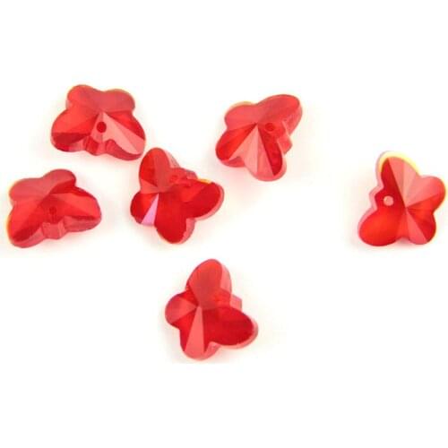 200PCS/Lot Crystal Red Butterfly Octagon Beads 14mm With 1 Hole For Wedding/Home/Doorway/Curtain Decoration