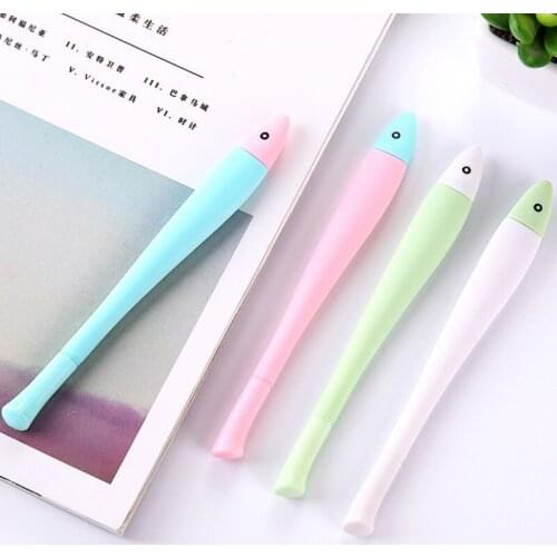 24 Pcs Cute Fish Gel Ink Pen Kawaii 0.5mm Black Neutral Pens Accessories Office Accessories Wholesale