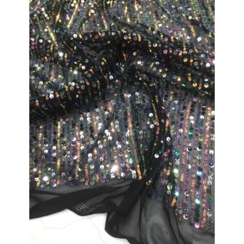 Sparkly Embrodiery Mesh Lace Sequin Fabric SYJ-18683 sequin Fabric For Decoration dress