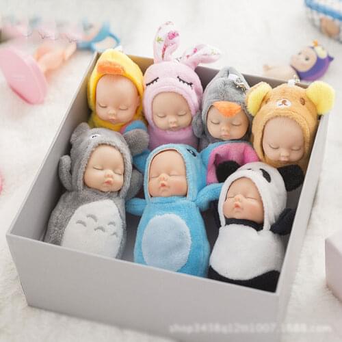 10cm Sleeping Baby Doll Keychain Rings for Women Bag Accessories Ring Toy birthday present