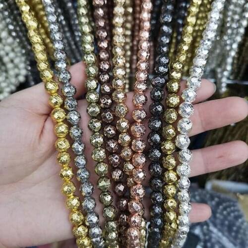 1 strand/pack Natural Vocanic Lava Stone Faced Round Loose Beads 8mm Spacer Beads for Jewelry Making TRSB1035