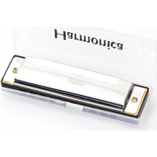 10-Hole Diatonic Harmonica Silver Blues Diatonic Harp 10 Holes Musical Instrument Alloy Mouth Organ