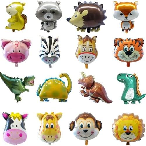 Jungle Animal Foil Balloon Hedgehog Fox Dinosaur Tiger Monkey Lion Birthday Party Decor Zoo Ballons Toys Baby Shower Supplies