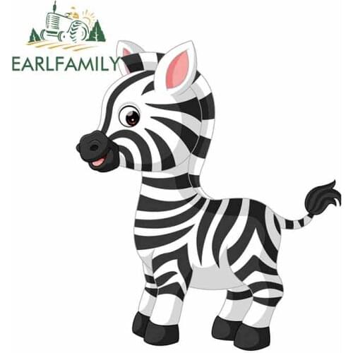 EARLFAMILY 13cm x 11.1cm for Cute Zebra Auto Decal DIY Anime Waterproof Scratch-proof Custom Printing Sticker Vinyl Decoration