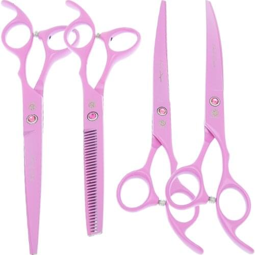 Purple Dragon 7 inch Professional Pet Grooming Scissors Straight Cutting Thinning Curved Shears Dogs Haircut Styling Tool B0035B