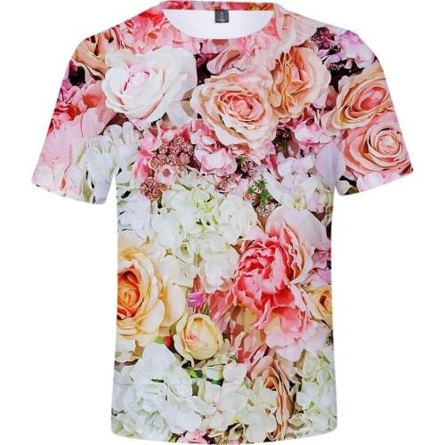 Creative Novelty Hot T-Shirt Colorful Flowers 3D Tshirt Women Men Tops Rose Flower Sunflower T-Shirt Summer Short Sleeve T Shirt
