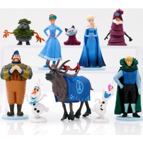 10PCS/Set Disney Toys Frozen 2 Anna Elsa Kristoff Olaf 3.5-10CM PVC Action Figures For Girls Kids Toys Dolls Models Toys Gift