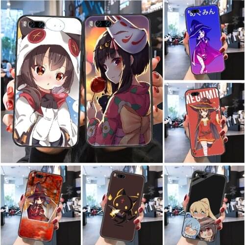 Konosuba Megumin Aqua Anime Phone case For Xiaomi Mi Max Note 3 A2 A3 8 9 9T 10 Lite Pro Ultra Frosted black silicone bumper