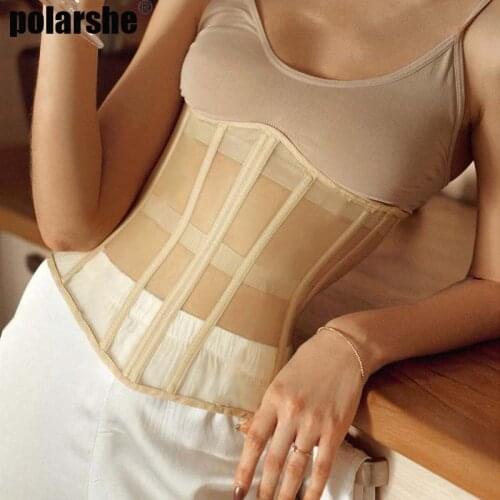 Corset Women See Through Sexy Mesh Body Waist Shapewear Cincher Bandage Underbust Female High Street Slim Lady Body Shaper