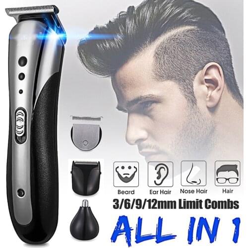 KEMEI All in1 Hair Clipper for Men Waterproof Wireless Electric Shaver Beard Nose Ear Shaver Hair Trimmer Tool