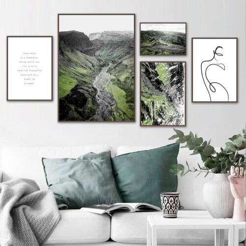 Mountain Hill Cloud Quote Line Abstract Wall Art Canvas Painting Nordic Posters And Prints Wall Pictures For Living Room Decor