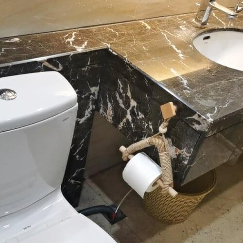 Nordic Wall-mounted Wooden Tissue Holder Bedroom Living Room Black & golden Paper Towel Holder Decoration Bathroom Accessories