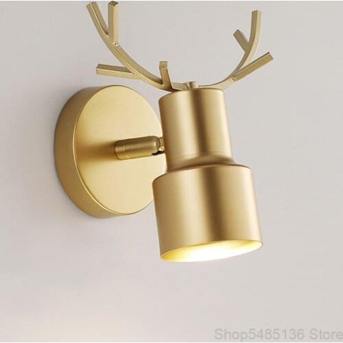 Nordic Golden Antler Wall Lamp Modern Creative Personality Bedroom Bedside Corridor Aisle Staircase Living Room Decorative Lamps