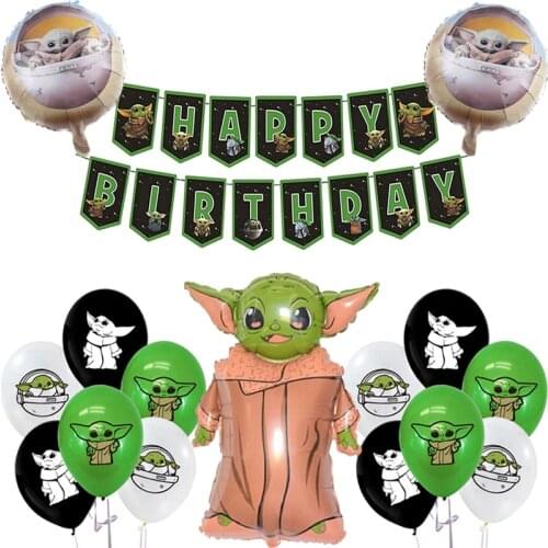 New Yodaed Balloons Banner Movie Warsed Foil Latex Ballons Green Black Happy Birthday Baby Shower Party Decorations Boys Star