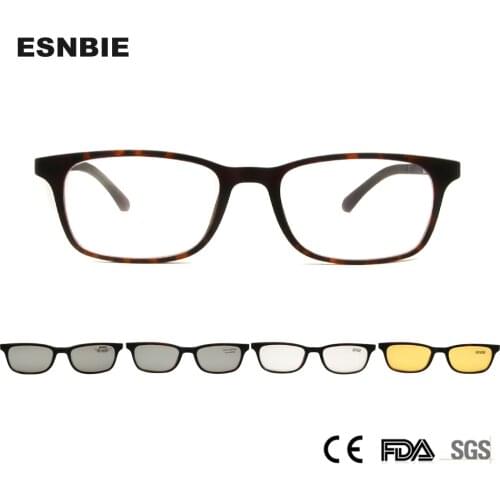 Small Square Polarized Sunglasses Men 4 In 1 Magnet Clip On Glasses Ultem Glasses Frame Computer Prescription Eyewear Women