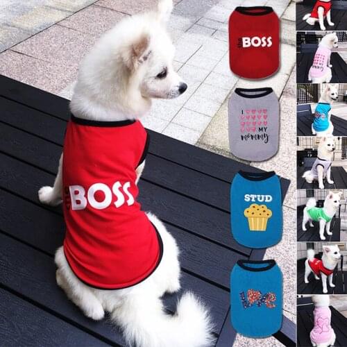The Boss Printed Dog Clothing Poodle Bichon Pomeranian Sleeveless Vest for Summer Puppy Dogs Thin Clothes Pet Stuffs Supplies 10