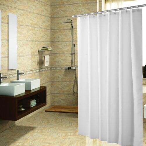 Solid White Bathroom Shower Decoration Thick Polyester Fabric Waterproof Pretty Curtain for Bath Room