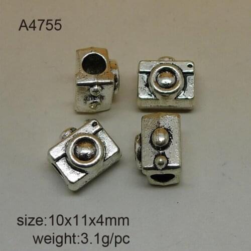 Wholesale (25 pieces/lot)10x11x14mm Antique Silver Alloy Big Hole Beads 3D Camera Beads Findings