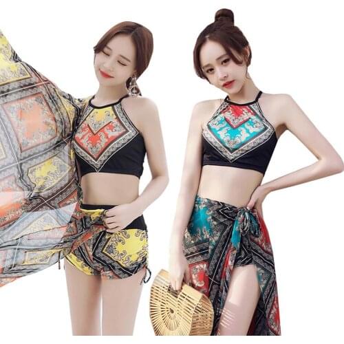 Sexy Women Cross Back Halter Top High Waist Shorts Coverup Swimsuit Wrap Set Swimsuit Set Swimsuit Bathing Suits Sexy Swimwear