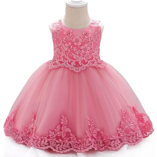 2020 Summer Newborn Baby White Lace Princess Dress For Baby Girls 1st Birthday Party Dress Infant Wedding Christening Dress 12M