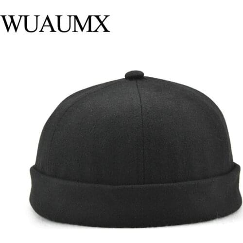 Wuaumx Retro Landlord Hat Men Women Unisex Street Melon Hat Beanie flange Hip Hop Cap Cotton Guava Hats Foldable Unique Style