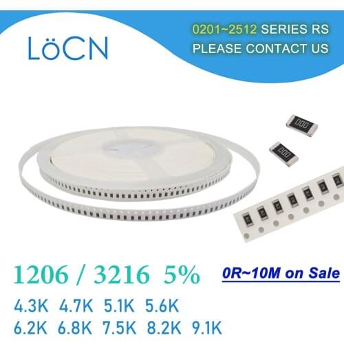 1206 J 5% 5000pcs 4.3K 4.7K 5.1K 5.6K 6.2K 6.8K 7.5K 8.2K 9.1K OHM 3216 SMD resistor LoCNService 4K3 432 472 512 562 622 682