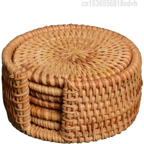 Rattan made cup mat creative table mat heat insulation mat bowl mat tea cup mat meal mat tea ceremony mat hand woven Vietnam