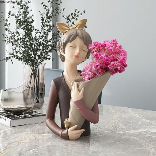 Nordic Bow Girl Vase Decoration Light Luxury Room Decoration Living Room TV Cabinet Decoration Home Decoration Wedding Gift