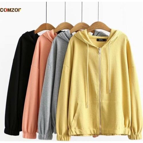 High Quality Women Korean Hoodie Long Sleeve Hooded Coats Zipper Loose Sweatshirt Clothes Roupas Femininas Plus Size 4XL
