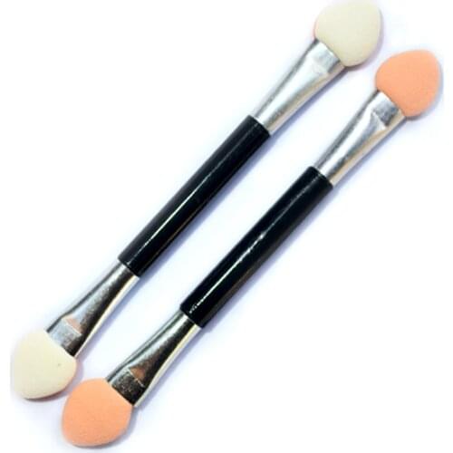 WUF 10pcs Eyeshadow Applicator Pro Sponge Double Ended Make Up Supplies Portable Eye Shadow Brushes Nail Mirror Powder Brush