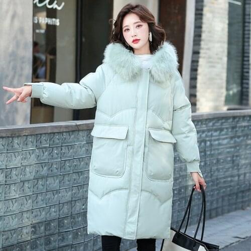 Winter Women long Parkas Casual Big Fur Collar Hooded Thicken Windproof Parkas Coat 2021 Fashion Outwear parkas