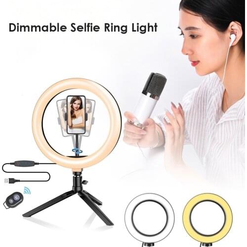10.2 inch Selfie Ring Light Portable Photo Video Camera Mobile Phone Clip Lamp with Tripod Stand Phone Holder For Live Stream