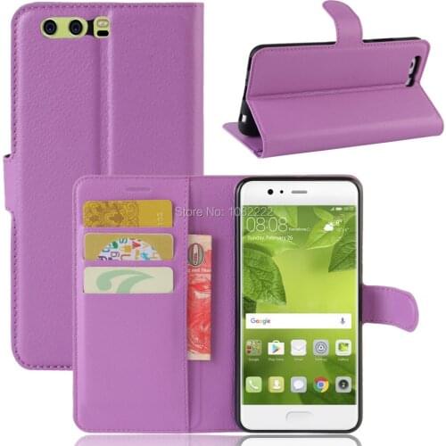 10pcs/lot Lichi grain wallet PU Leather stand+TPU Cover Case with card slot For Huawei P10 P10 Plus Mate 9 Pro