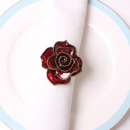 10pcs High-end restaurant model room two-color floral napkin buckle napkin ring hotel restaurant table jewelry decoration