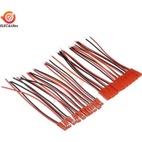 20Pairs/lot 2 Pin Male & Female JST Connector Cable For RC BEC Battery Helicopter JST plug 24A copper wire