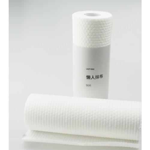 50pcs/Roll Disposable Non-woven Fabric Absorbent Lint Rag Lazy Non-stick Oil Kitchen Cleaning Wipe Table Dish Clothes