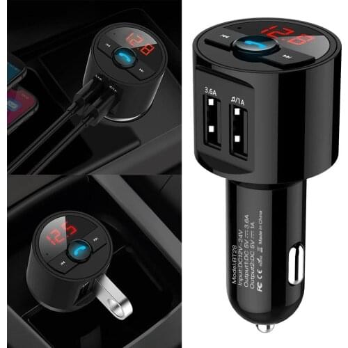 3.6A Quick USB Charger Bluetooth Car Kit FM Transmitter modulator Audio Carkit Music Mp3 Wireless Handsfree Phone Player T3V8