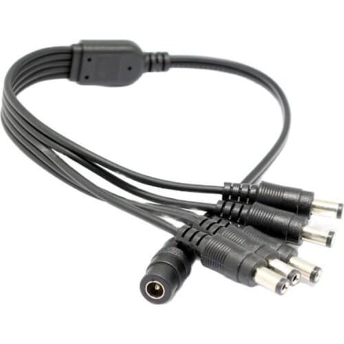 Surveillance DC Power Supply 12V Pigtail 2.1*5.5mm 1 Femail to 5 Male Splitter Plug Cable for CCTV Camera dc power splitter