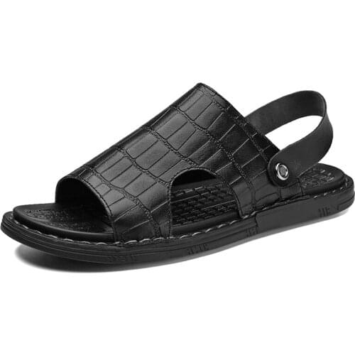 Fashion British Style Concise Mens Sandals Trend Outdoor Slippers for Men Handmade Leather Casual Slides Brand Men Summer Shoes