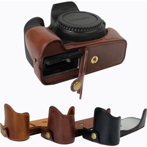 Portable Pu Leather Case Half Body Base For Canon EOS 750D 760D 800D 77D DSLR Camera bag cover with Battery Opening