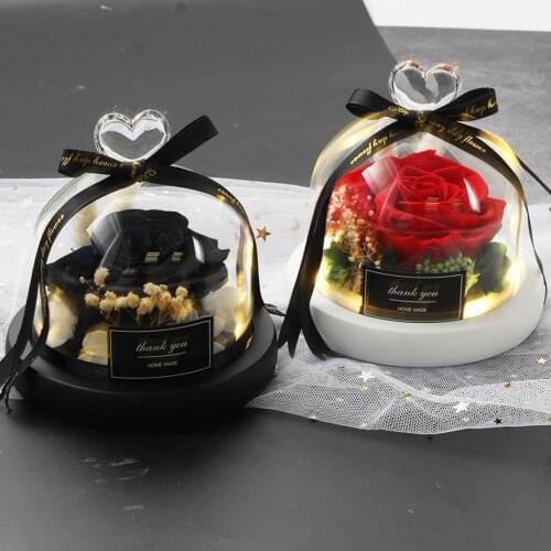 Hot Free Shipping Real Roses In Flask Glass Dome Real Rose Beauty and The Beast Eternal Preserved Valentines Day Gift Girlfriend