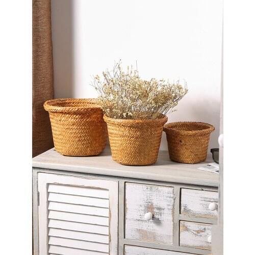 Custom Willow Straw Non-Rattan Basket More Meat Flower Holder Vase Birds Nest Flower Pot Wall Decoration Basket Direct Pot
