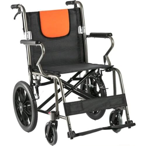 Lightweight aluminum alloy wheelchair folding portable trolley for patients with cerebral palsy elderly transportation tools