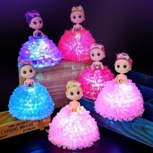 Fashion Princess Light Up Baby Doll 18CM Handmade Classic LED Flashing Cartoon Doll Gift Toys For Girl Birthday Xmas Gifts