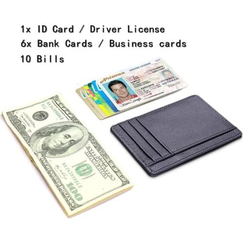 Men Card Holder PU Leather 6 Cards Slot Ultra-thin Lichee Pattern Wallet NOV99